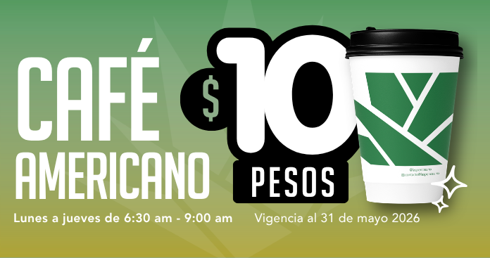 Café americano $10 pesos