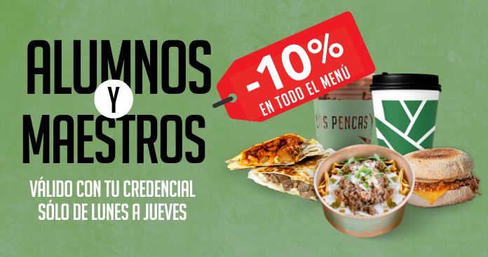 Descuento alumnos y maestros 10%