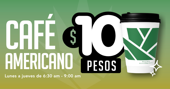 Café americano $10 pesos